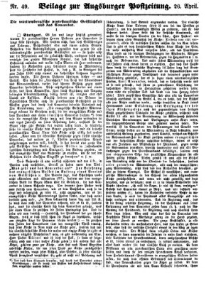 Augsburger Postzeitung Donnerstag 26. April 1860