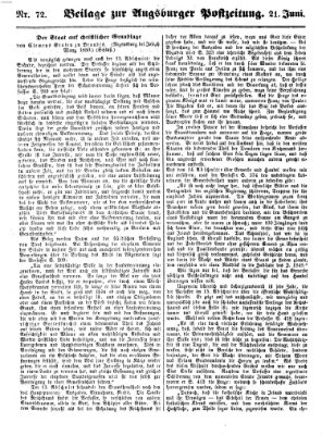 Augsburger Postzeitung Donnerstag 21. Juni 1860