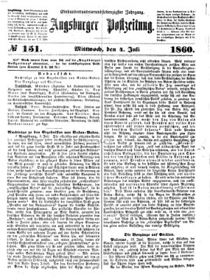 Augsburger Postzeitung Mittwoch 4. Juli 1860