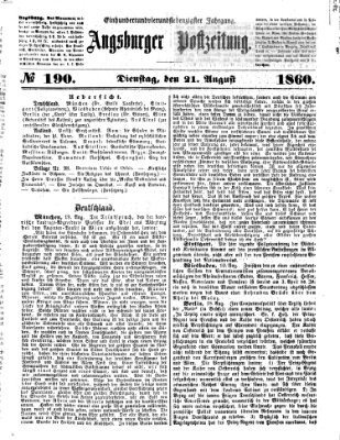 Augsburger Postzeitung Dienstag 21. August 1860