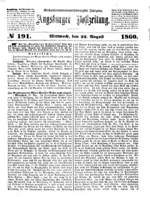 Augsburger Postzeitung Mittwoch 22. August 1860