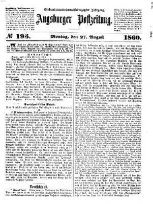 Augsburger Postzeitung Montag 27. August 1860