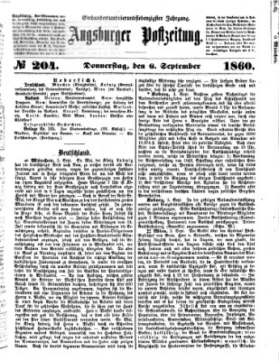 Augsburger Postzeitung Donnerstag 6. September 1860