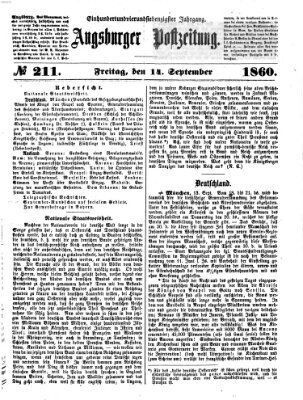 Augsburger Postzeitung Freitag 14. September 1860