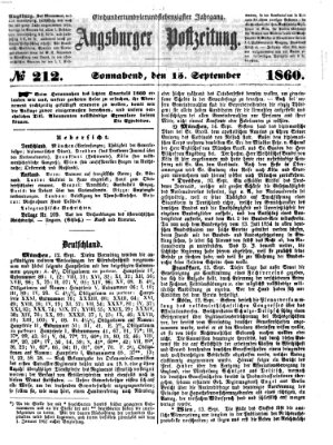 Augsburger Postzeitung Samstag 15. September 1860