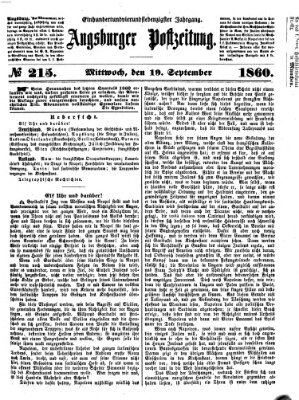 Augsburger Postzeitung Mittwoch 19. September 1860