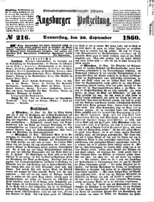 Augsburger Postzeitung Donnerstag 20. September 1860