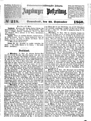 Augsburger Postzeitung Samstag 22. September 1860