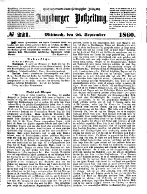 Augsburger Postzeitung Mittwoch 26. September 1860