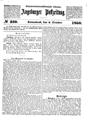 Augsburger Postzeitung Samstag 6. Oktober 1860