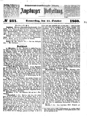 Augsburger Postzeitung Donnerstag 11. Oktober 1860