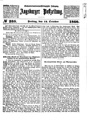 Augsburger Postzeitung Freitag 12. Oktober 1860