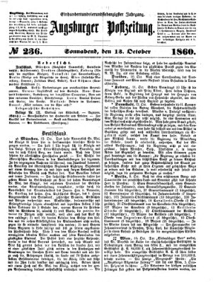 Augsburger Postzeitung Samstag 13. Oktober 1860