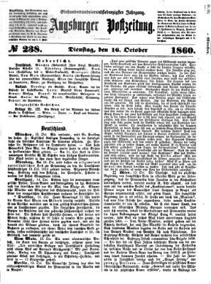 Augsburger Postzeitung Dienstag 16. Oktober 1860