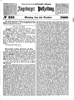 Augsburger Postzeitung Montag 22. Oktober 1860