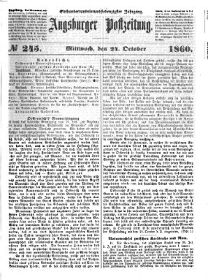 Augsburger Postzeitung Mittwoch 24. Oktober 1860