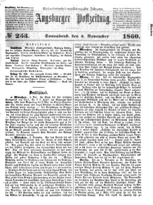 Augsburger Postzeitung Samstag 3. November 1860