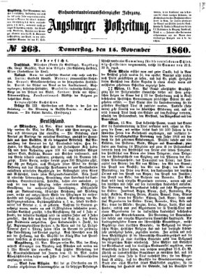 Augsburger Postzeitung Donnerstag 15. November 1860