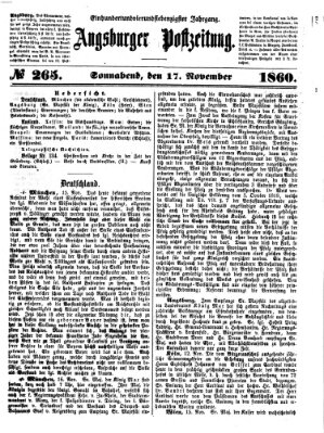 Augsburger Postzeitung Samstag 17. November 1860