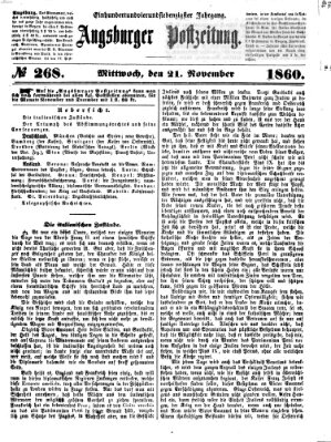 Augsburger Postzeitung Mittwoch 21. November 1860