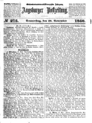 Augsburger Postzeitung Donnerstag 29. November 1860