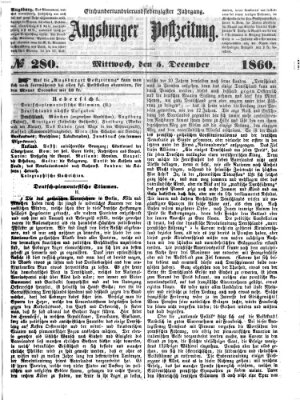 Augsburger Postzeitung Mittwoch 5. Dezember 1860