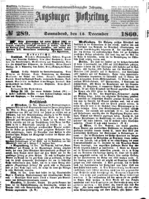 Augsburger Postzeitung Samstag 15. Dezember 1860