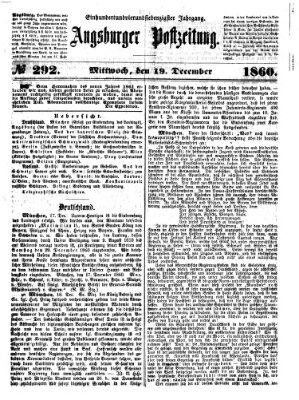 Augsburger Postzeitung Mittwoch 19. Dezember 1860