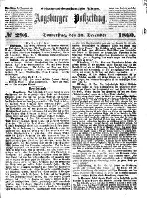 Augsburger Postzeitung Donnerstag 20. Dezember 1860