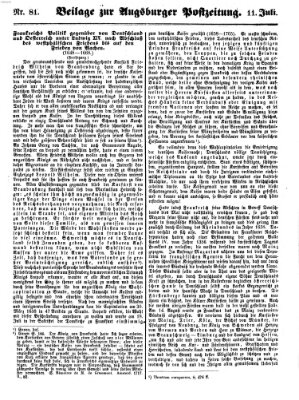 Augsburger Postzeitung Mittwoch 11. Juli 1860