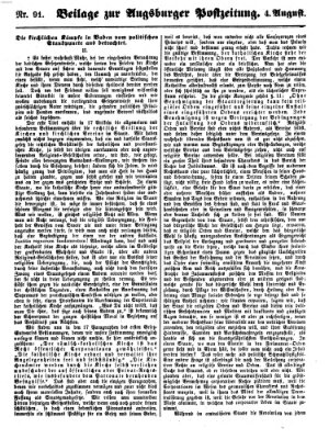 Augsburger Postzeitung Samstag 4. August 1860