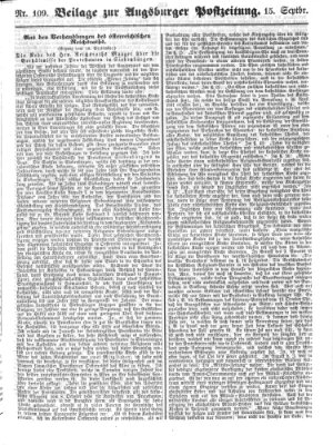 Augsburger Postzeitung Samstag 15. September 1860