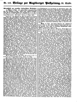 Augsburger Postzeitung Samstag 22. September 1860