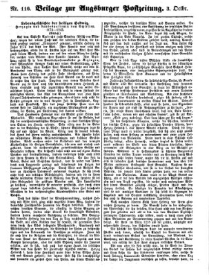 Augsburger Postzeitung Mittwoch 3. Oktober 1860