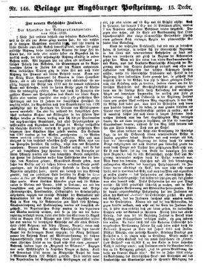 Augsburger Postzeitung Samstag 15. Dezember 1860