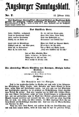 Augsburger Sonntagsblatt (Augsburger Postzeitung) Sonntag 12. Februar 1860