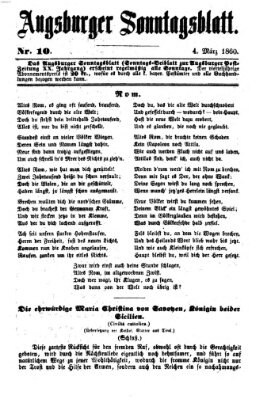 Augsburger Sonntagsblatt (Augsburger Postzeitung) Sonntag 4. März 1860