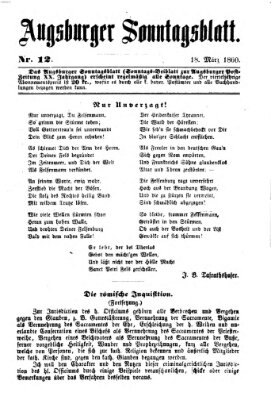 Augsburger Sonntagsblatt (Augsburger Postzeitung) Sonntag 18. März 1860