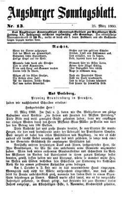 Augsburger Sonntagsblatt (Augsburger Postzeitung) Sonntag 25. März 1860