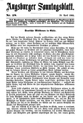 Augsburger Sonntagsblatt (Augsburger Postzeitung) Sonntag 29. April 1860