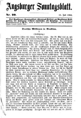 Augsburger Sonntagsblatt (Augsburger Postzeitung) Sonntag 15. Juli 1860