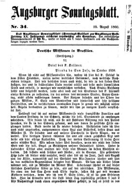 Augsburger Sonntagsblatt (Augsburger Postzeitung) Sonntag 19. August 1860