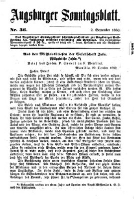 Augsburger Sonntagsblatt (Augsburger Postzeitung) Sonntag 2. September 1860