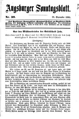 Augsburger Sonntagsblatt (Augsburger Postzeitung) Sonntag 23. September 1860