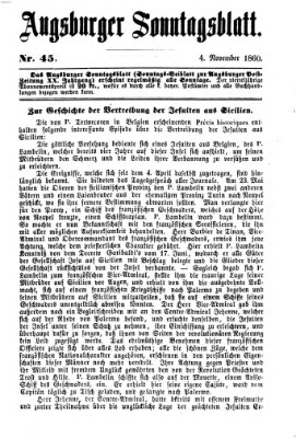 Augsburger Sonntagsblatt (Augsburger Postzeitung) Sonntag 4. November 1860