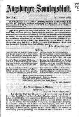 Augsburger Sonntagsblatt (Augsburger Postzeitung) Sonntag 16. Dezember 1860