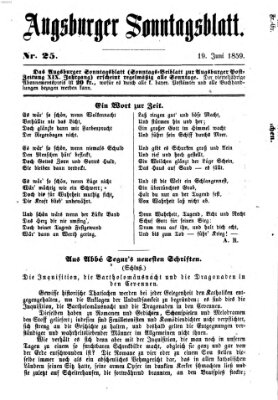 Augsburger Sonntagsblatt (Augsburger Postzeitung) Sonntag 19. Juni 1859