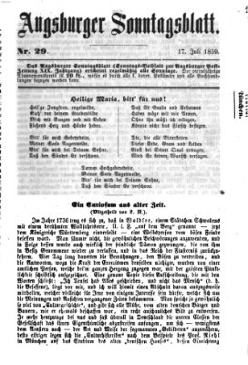 Augsburger Sonntagsblatt (Augsburger Postzeitung) Sonntag 17. Juli 1859