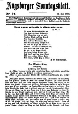 Augsburger Sonntagsblatt (Augsburger Postzeitung) Sonntag 31. Juli 1859