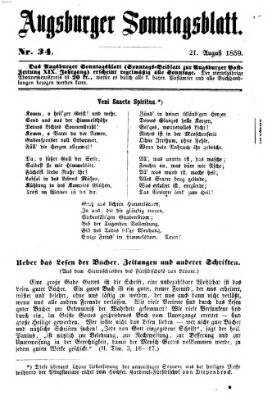 Augsburger Sonntagsblatt (Augsburger Postzeitung) Sonntag 21. August 1859